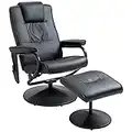 HOMCOM Manual Sofa Reclining Armchair PU Leather Massage Recliner Chair and Ottoman, Black