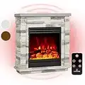 Klarstein Chimenea Electrica, Llama LED con una Potencia de 1800W y Mando a Distancia, Temporizador y Control Automático de Temperatura, Chimenea Interior Casa con Ventilador, Estufas Interior