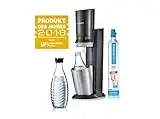 SodaStream Crystal 2.0 Wassersprudler mit CO2-Zylinder und 2x Glaskaraffen, Titan/Silber, 20.25 x 45.37 x 29.60 cm