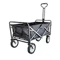 SANHENG Trolley auf Rädern, robuster Gartenwagen, zusammenklappbar, ideal für Aufbewahrung im Freien, Garten, Schwarz