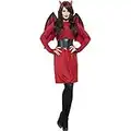 Smiffys Adult Women's Economy Devil Costume, Dress, Wings, Belt and Horns, Legends of Evil, Halloween, Size M, 43730,Red