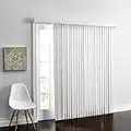 BrylaneHome Embossed Vertical Privacy Slat Blinds 3.5 Inch Slats Window Privacy Reversible - 42I W 63I L, White