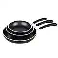 Cook N Home 3 pièces Ensemble de poêle à Frire/sauteuse avec revêtement Anti-adhésif Compatible plaques à Induction en Bas, 20,3 cm/25,4 cm/30,5 cm, Noir