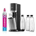 SodaStream Wassersprudler DUO mit CO2-Zylinder, 2x 1L Glasflasche und 2x 1L spülmaschinenfeste Kunststoff-Flasche, Höhe: 44cm, Farbe: Titan, 29x25.6x44.4