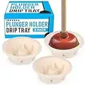 Universal Toilet Plunger Holder Drip Tray Caddy Pack of 3, Hygienically Holds All Sink & Toilet Plungers, Allows Water to Evaporate Easily, Low Profile Design, Perfect for Kitchens and Bathrooms