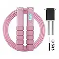 OVICX Jump Rope Digital Weighted Handle Speed Skipping Rope with Calories Counter for Kids Men Women Girls Fitness Working Out Exercise Training Boxing Adjustable Rope (Pink)