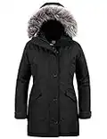 Wantdo Women's Heavy Winter Coats Hooded Ski Jacket Black M