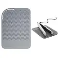 Tapis Résistant à la Chaleur Pour Fer à Friser, Tampon en Silicone pour Fer à Friser Tapis en Silicone Résistant à la Chaleur pour Fer à Friser, Lisseur, Fer Plat et Outil de Coiffure(Gris)