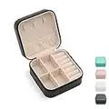 Mini Jewelry Travel Case,Small Travel Jewelry Organizer, Portable Jewelry Box Travel Mini Storage Organizer Portable Display Storage Box For Rings Earrings Necklaces Gifts (Black)