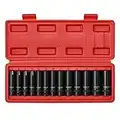 CASOMAM 13 Pieces 3/8-Inch Drive Impact Socket Set, 6-Point, Metric, Deep, CR-V, 7mm to 19mm, Heavy Duty Blow Molded Storage Case