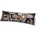 Play Tailor Body Pillow Cover with Zipper 20x54 Soft Velvet Body Pillow Case Patterned Long Pillowcase for Adults, Black Mushroom
