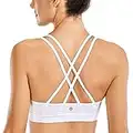 CRZ YOGA Women's Fitness Workout Yoga Bra Strappy Sports Bras White Medium