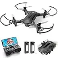 DEERC Drone for Kids with Camera 1080P HD FPV, D40 Foldable Mini Quarcopter for Beginners with Throw to Go, Altitude Hold, Voice Control, Trajectory Flight, Gesture Selfie, 3D Flips, 2 Batteries