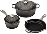 Le Creuset Juego de utensilios de cocina de hierro fundido esmaltado, 5 piezas, ostra