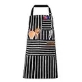 OWill Adjustable Apron Unisex Apron with Pocket Cooking Kitchen Chef Aprons for Women Men Home Kitchen Butchers BBQ Restaurant (Black)