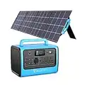 BLUETTI Portable Power Station EB70 BLUE 716Wh 1000W Solar Generator with SP200S 220W Foldable Solar Panel Included ,w/ 2 AC Outlets LiFePO4 Battery Pack for Outdoor Camping Home Vanlife Off Grid