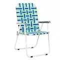 VINGLI Patio Lawn Webbed Folding Chairs Set of 2, Outdoor Beach Portable Camping Chair for Yard, Garden (Blue, Classic)