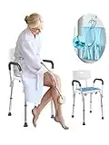 Medokare Shower Seat - Adjustable, Padded Shower Stool with Back Rest - Bath Chair for Elderly Adults & Seniors with Handles and Tool-Free Assembly, White