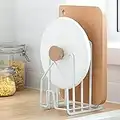 LINFIDITE Cutting Board Rack Chopping Board Organizer Stand Holder Kitchen Countertop Pots Pan Lids Rack Organizer Flat Steel 4.92Lx5.71Wx8.46H in. White