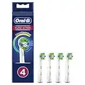 Oral-B Floss Action Electric Toothbrush Head with CleanMaximiser Technology, Angled Bristles for Deeper Plaque Removal, Pack of 4 Toothbrush Heads, White