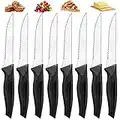 Unokit Coltelli da Bistecca, 8 Pezzi Coltelli Bistecca, Coltelli Da Tavola in Acciaio Inossidabile, Coltello Bistecca seghettato, Coltelli Carne, Steak Knives Set, lavabile in lavastoviglie