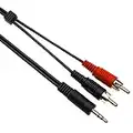 Keple | Black 3.5mm Stereo Male Jack Plug AUX-IN to 2 Male RCA Audio Cable Lead for Connecting a Laptop, Computer, Smartphone to Amplifier, Amp, HI-FI System | Gold Plated (2m / 6.5ft)