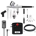 SAGUD Mini Airbrush Kit con compressore Portatile a gravità, con aerografo a Doppia Azione per Decorazione Torte, Hobby, Fai da Te, Unghie, Trucco con Kit di Pulizia per aerografo