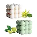 Bubble Candle Bundle Pack of 2, Trendy Home Decor Candle, Bergamot & Ylang-Ylang Essential Oil Scented Aromatherapy, Premium Handmade Soy Wax Rubik's Cube Candle