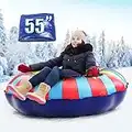 EPN Snow Tube, 55" Extra Large Snow Sled with 1 mm Heavy-duty Thickened Bottom Higher Sturdy Handles Cold-resistant PVC Inflatable Sled Toboggan for Kids Adults Sledding Skiing Winter Outdoor Fun Toys