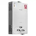 20LPM Chauffe-eau Gaz, 40KW Chauffe-eau Instantané GPL avec Pression d'Eau Requise Très Faible de 0,1 Bar pour la Douche et à la Demande, Fonctionne au Butane et Propane