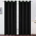 LEMOMO Blackout Curtains 52 x 84 inch/Black Set of 2 Panels/Thermal Insulated Room Darkening Bedroom Curtains