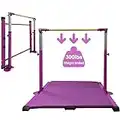 Peakpath Updated Expandable Gymnastics Kip Bar with High Density 47’X47’ Gym Mat,Adjustable Height 3'-4.8' Junior Training Home Gym Equipment,1-4 Levels,300lbs Weight Capacity