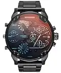 Diesel Montre pour Homme Mr. Daddy 2.0, Mouvement Chronographe, Boîtier en Acier Inoxydable Noir de 57 mm avec Bracelet en Acier Inoxydable, DZ7395