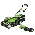 Greenworks 48V (2 x 24V) 17" Cordless Lawn Mower, (2) 4.0Ah USB Batteries (USB Hub) and Dual Port Rapid Charger Included