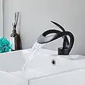 SJQKA Robinet Cascade Salle De Bain,Robinet De Lavabo Cascade,Cascade Mitigeur Salle Bain Avec Valve En Céramique Monocommande Chaude Et Froide Réglable,Robinet Lavabo Cascade (Noir)