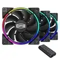 CP3 120mm Case Fan RGB Case Fans 3 pack Addressable Gaming PC Cooling Fans Dual Lighting Loop Quiet PC Fans Compatible with Aura Sync, Adjustable Speed: 1000-1800RPM