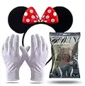 TK Gruppe Timo Klingler 2 in 1 - Minnie Mini Maus Ohren Kostüm Set mit Handschuhen und Mausohren für Damen an Fasching & Karneval