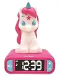 Lexibook -RL800UNI Luce notturna per bambini, luminosa, effetti sonori unicorno, orologio, sveglia per ragazze, Snooze, colore rosa, RL800UNI