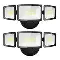 Olafus 55W Flood Lights Outdoor, 2 Pack LED Security Lights 5500LM, 6500K Outdoor Flood Light Fixture, 3 Adjustable Heads, IP65 Waterproof Black Exterior Flood Light for Yard, Garage, Wall/Eave Mount