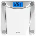 Vitafit Digital Bathroom Scale for Body Weight,Weighing Professional Since 2001,Extra Large Blue Backlit LCD and Step-On, Batteries Included, 400lb/180kg,Clear Glass,Silver