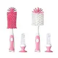 CHEMIMOSO Multifunctional Cleaning Brush,Baby Bottle Brush,Bottle Brush Cleaner Set 3, Pink, Silicone and Nylon Brush
