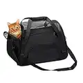 DONYER POWER Soft Sided Pet Carrier for Dogs & Cats Comfort Airline Approved Under Seat Travel Tote Bag Backpack, Travel Bag for Small Animals with Mesh Top and Sides,BLACK