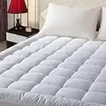 EASELAND King Size Mattress Pad Pillow Top Mattress Cover Quilted Fitted Mattress Protector Cotton Top Stretches up 8-21" Deep Pocket Cooling Mattress Topper (78x80 inch, White)