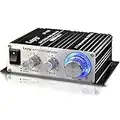 Mini Amplifier, Mochatopia Home Audio Stereo Hi-Fi Power Amplifier, 2 Chanel Digital Class D Powerful Bass Music Streaming Amp for Speaker PC TV Cell Phone Car Vehicle [UK Power Adapter]