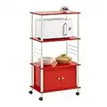 SoBuy Meuble de Rangement Cuisine Roulant Chariot de Cuisine de Service Micro-Ondes Desserte Micro-Onde à roulettes en Bois 60x40x114 cm, FRG12-R