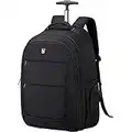 OIWAS Rolling Backpack for Adults, Travel Backpack with Wheels, 15.6 Inch Loptop Wheeled Backpack Carry on Luggage Bag Work Computer Bag Business Trolley Men Women 30L Black