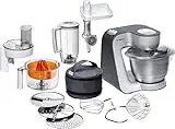 Bosch Küchenmaschine MUM5 Styline MUM56340, Schüssel 3,9 L, Mixer 1,25 L, Fleischwolf, Zitruspresse, Planetenrührwerk, Knethaken, Schlag-, Rührbesen, Durchlaufschnitzler, 3 Scheiben, 900 W, silber