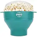 The Original Popco Silicone Microwave Popcorn Popper with Handles, Silicone Popcorn Maker, Collapsible Bowl Bpa Free and Dishwasher Safe - 15 Colors Available (AQUA)