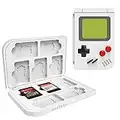 Boîte de rangement 20 en 1 pour cartes de jeu Nintendo Switch, portable et magnétique avec 10 emplacements pour cartes de jeu et 10 emplacements pour cartes micro SD, Blanc.