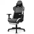 BASETBL Chaise Gaming avec Repos-Pieds, Fauteuil de Bureau Ergonomique, Siège Gaming en Tissu avec Support Lombaire, Appui-Tête, Dossier inclinable à 180°, Gris